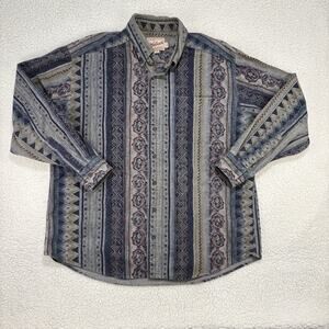 Vintage Woolrich Aztec Flannel Shirt Brushpopper USA Made Men’s XL Cotton Heavy